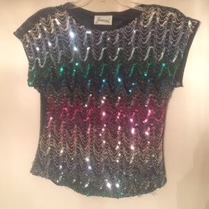 Multi-color sequined top